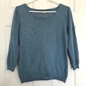 Joseph A Long Sleeve Square Neck Sweater Top M Dusty Blue